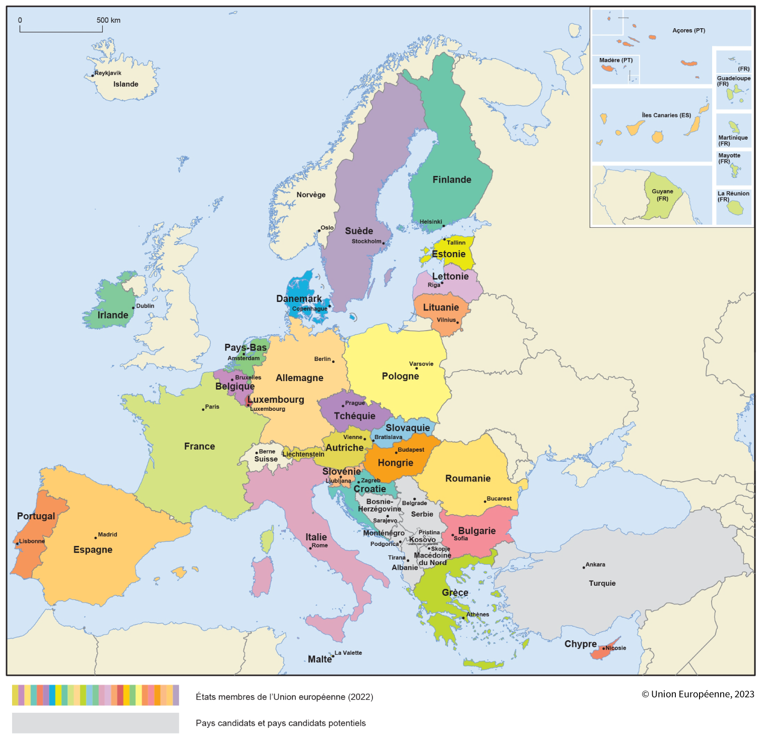 carte des payes de l'Union européenne